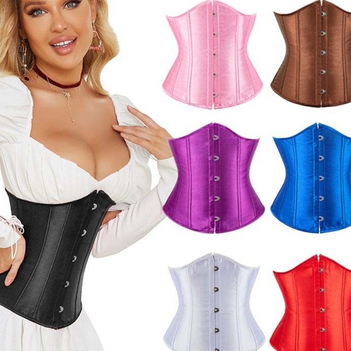 Glat Kort Satin Taljekorset med Fem Knapper