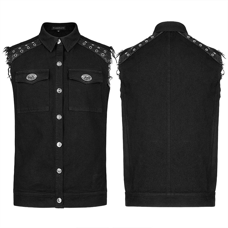 Simple Wind Black Vest Men's Coat