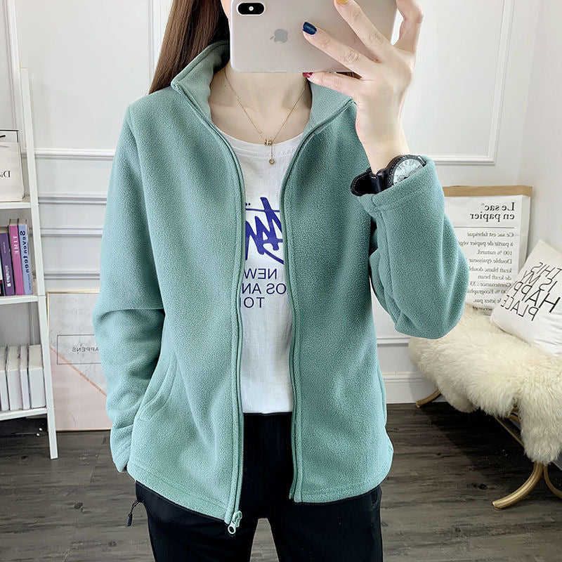 Polar Fleecejakke til kvinder, dobbeltsidet, fortykket sweater