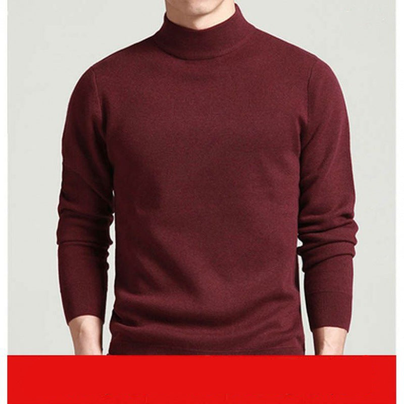 Pullover Sweater Korean Style Slim Youth Mid Collar Sweater Thick