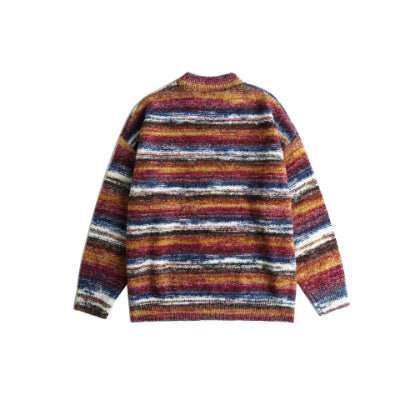 Street Neutral Contrast Color Stripes Couple Sweater Men And Women
