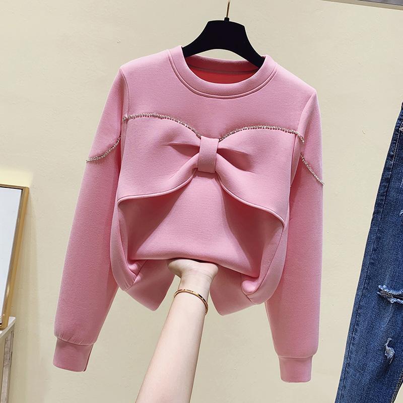 Moderigtig all-match rundhalset sweater med diamant-sløjfe