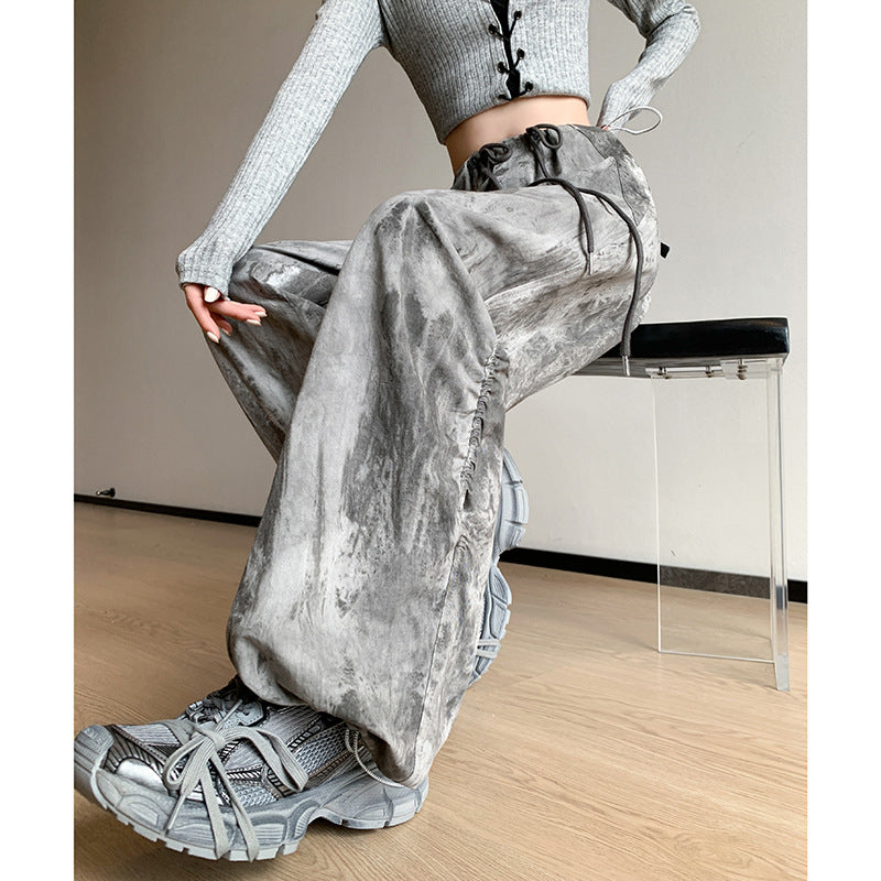 Retro Chinese Style Ink Tie-dye Overalls