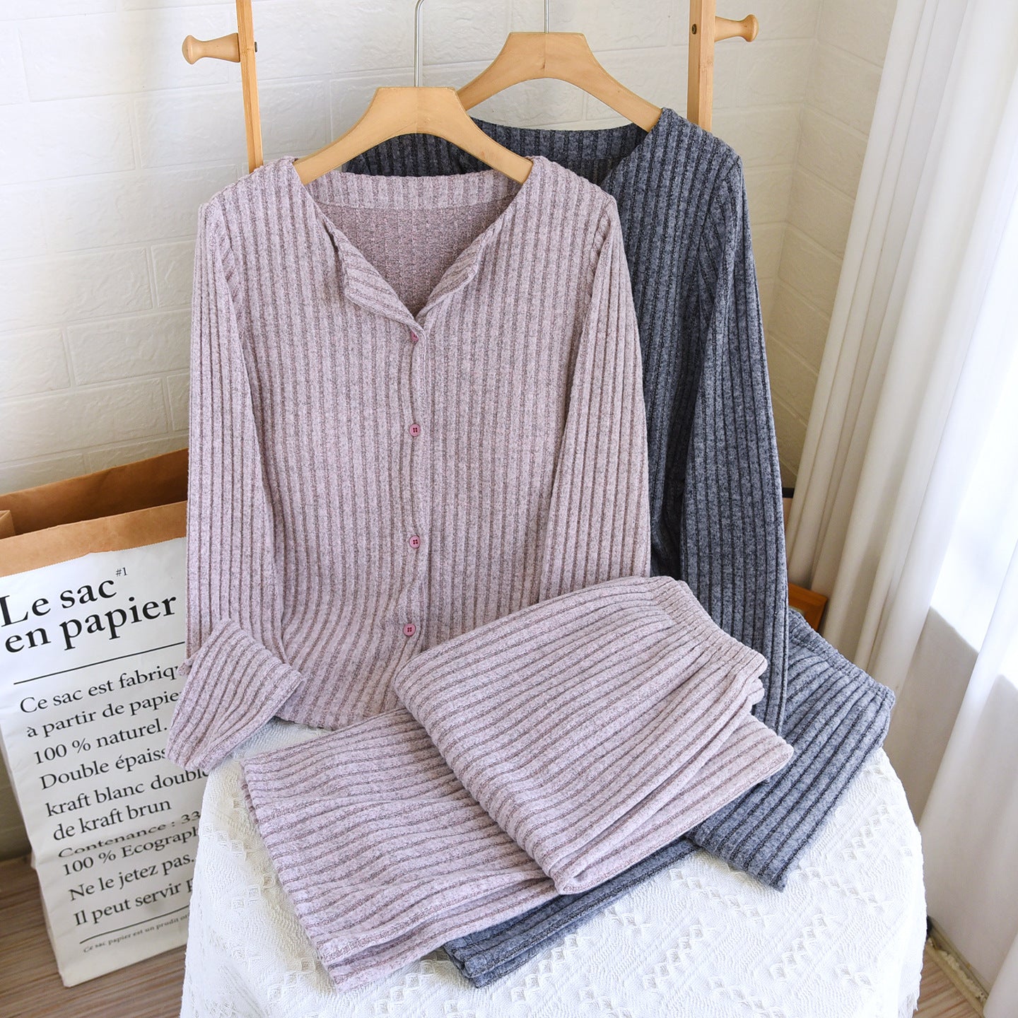 Women's Pure Desire Style Long Sleeve Pants Slimming And Warm Suit