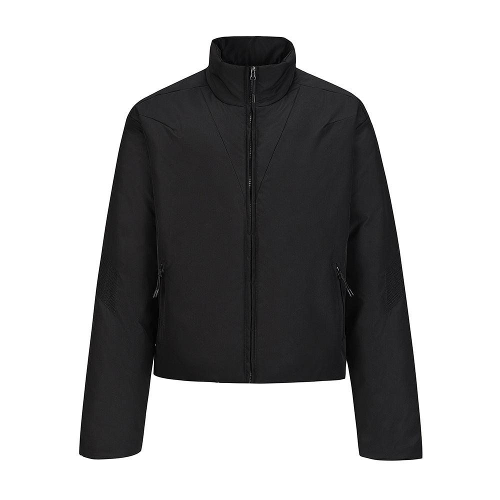 Loose Casual Pocket Zipper Solid Color Stand-up Collar Cotton-padded Coat