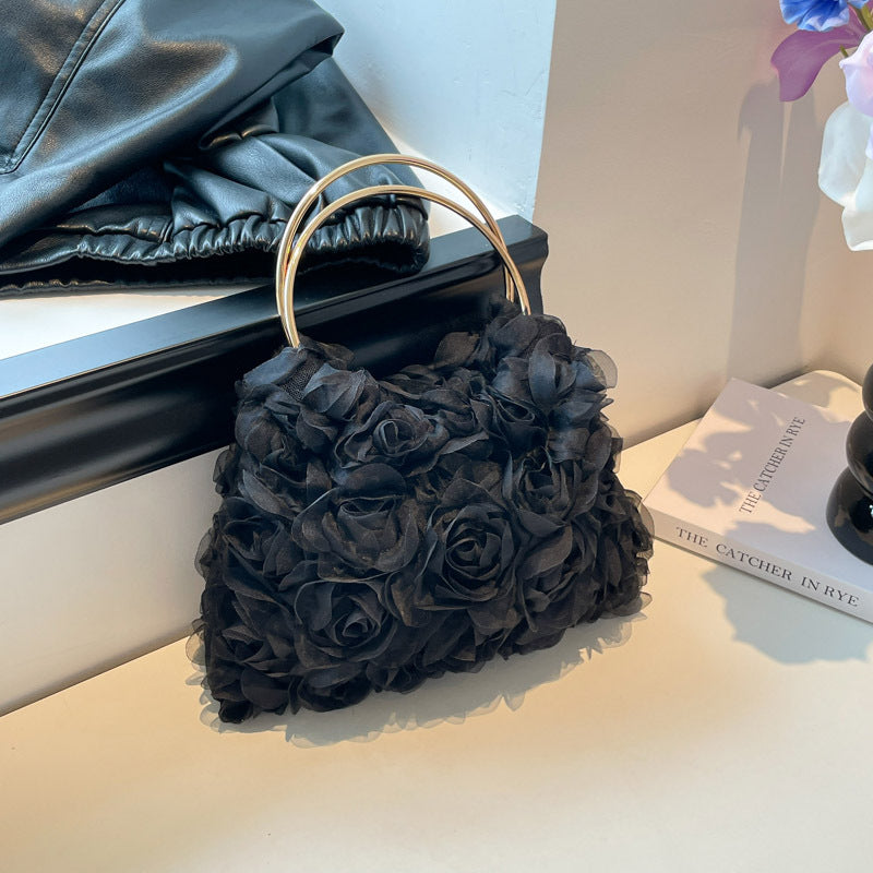 European And American Rose Pearl Dinner Chain Bag