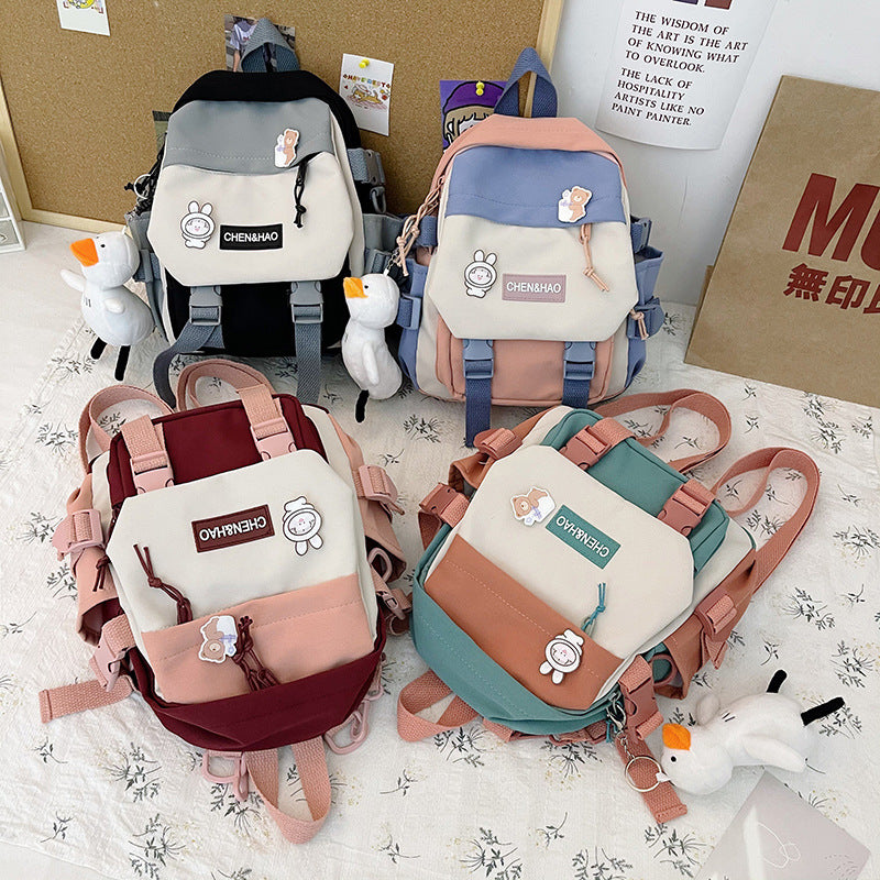 Backpack Korean Style Student Multi-pocket Fashion Backpack Junior High School Student College Schoolbag