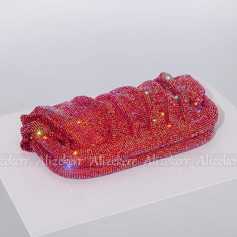 Luxury Rhinestone Evening Clutch Bags for Women - Crystal Folded Purses and Handbags for Weddings and Parties, High Quality Designer Accessories