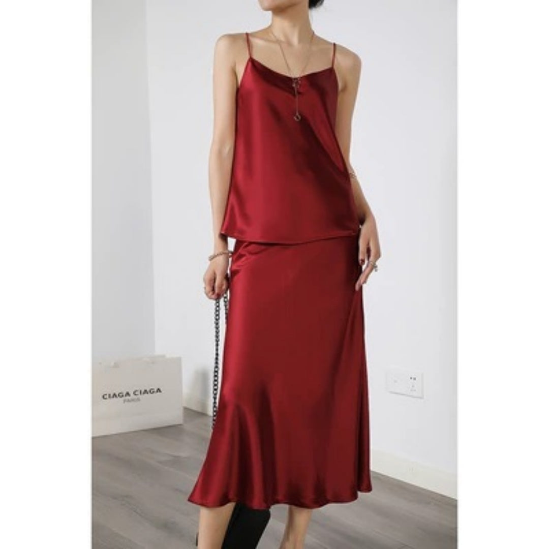 Silky Satin Women's A- Line Skirt Slimming Acetate