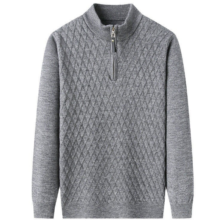 Men's Half-high Collar Zipper Sweater Long Sleeve