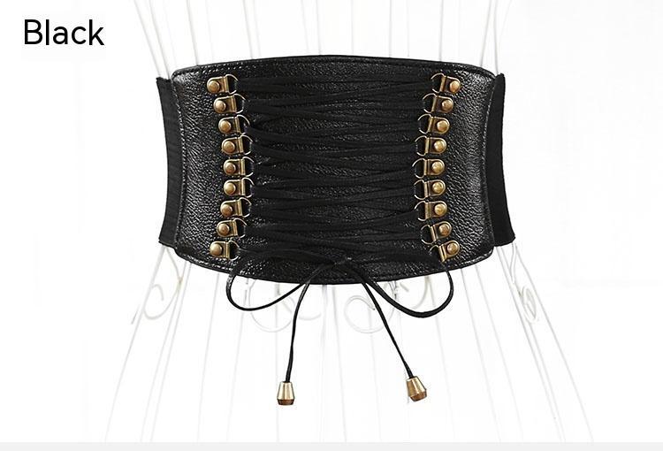 Women's Nail Elastic Imitation Leather Wide Belt Leisure All-matching Strap Waist Seal