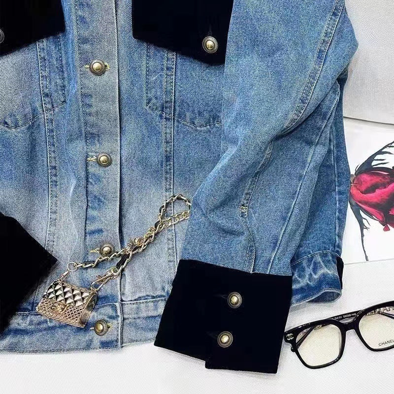 Color-block Denim Jacket Women's Top Design Sense