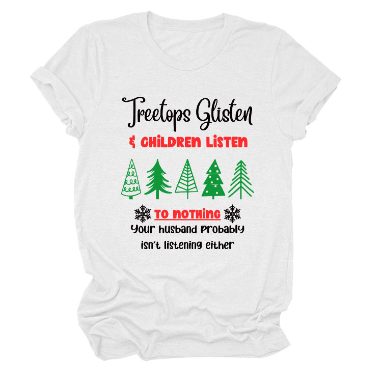 Christmas Print Casual Short Sleeve T-Shirt