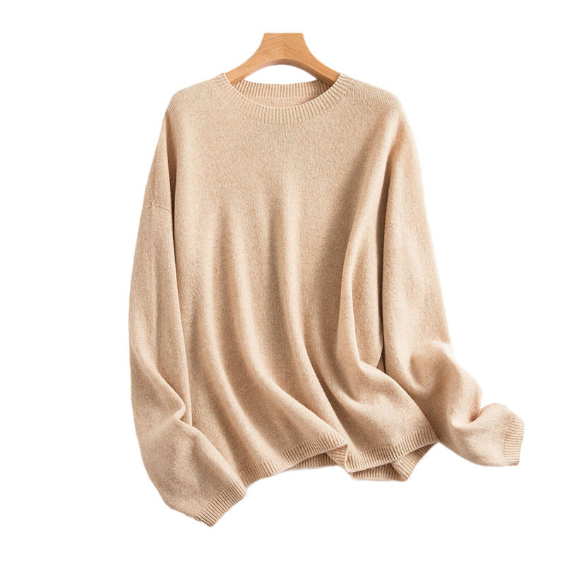 Women's Loose Slimming Round Neck Pure Wool Sweater