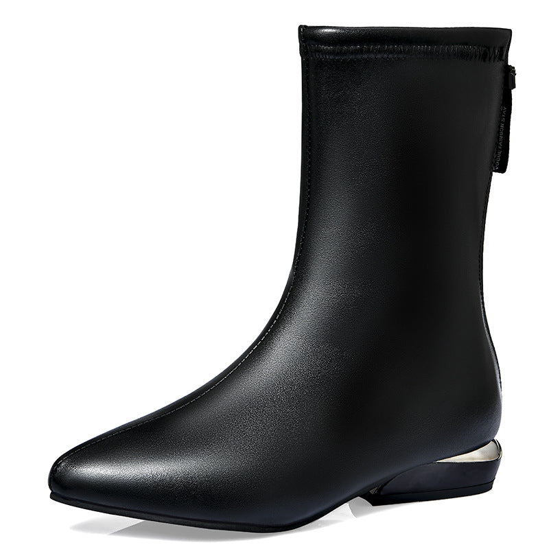 Round Toe Thick Heel Slim Fashion Women's Boots