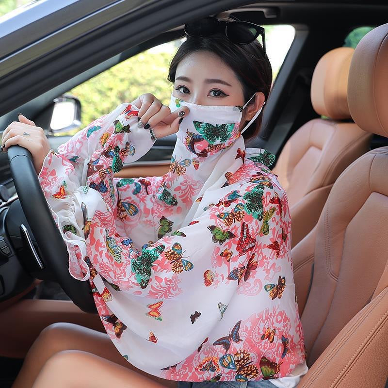Women's Minimalist Face Mask And Neck Protection Integrated Sunscreen Clothing