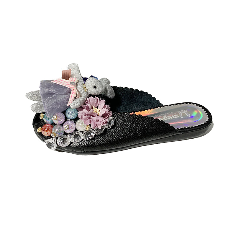 Cute Doll With Rhinestones And Fish Mouth Half Slippers