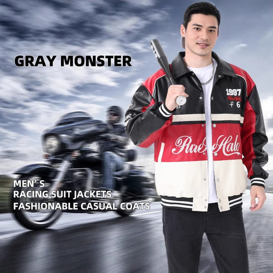 Leather Disc Style Coat Loose Windproof