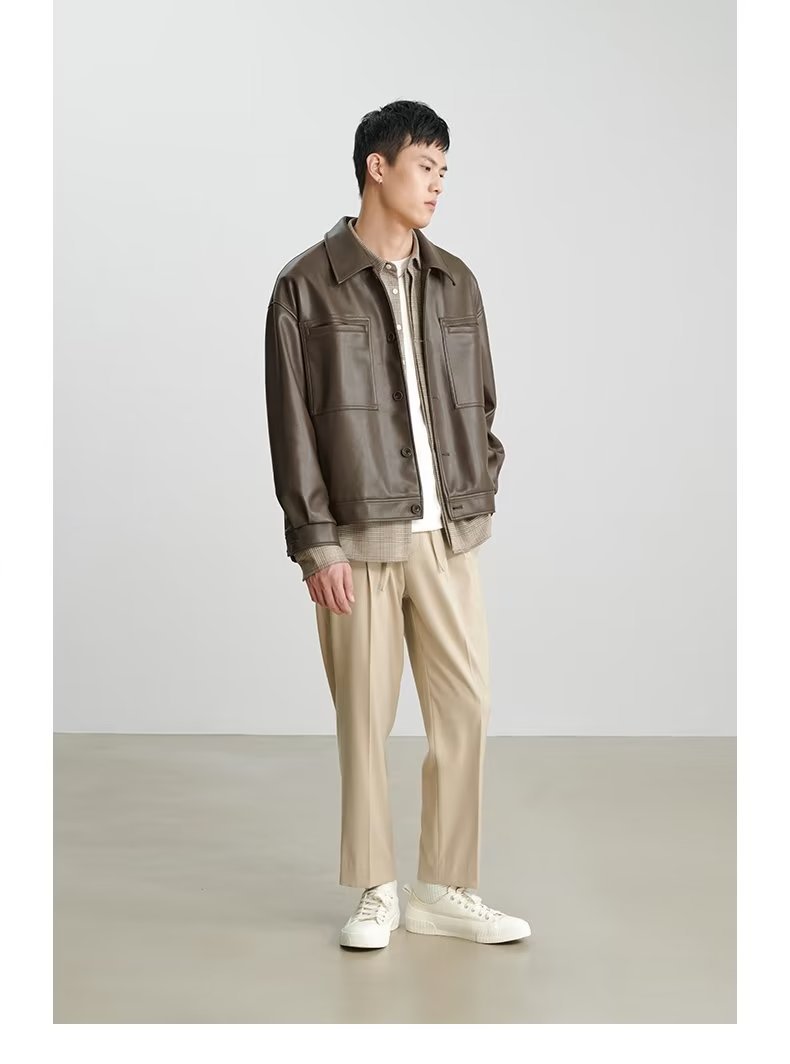 Fashion PU Leather Coat Men's Top