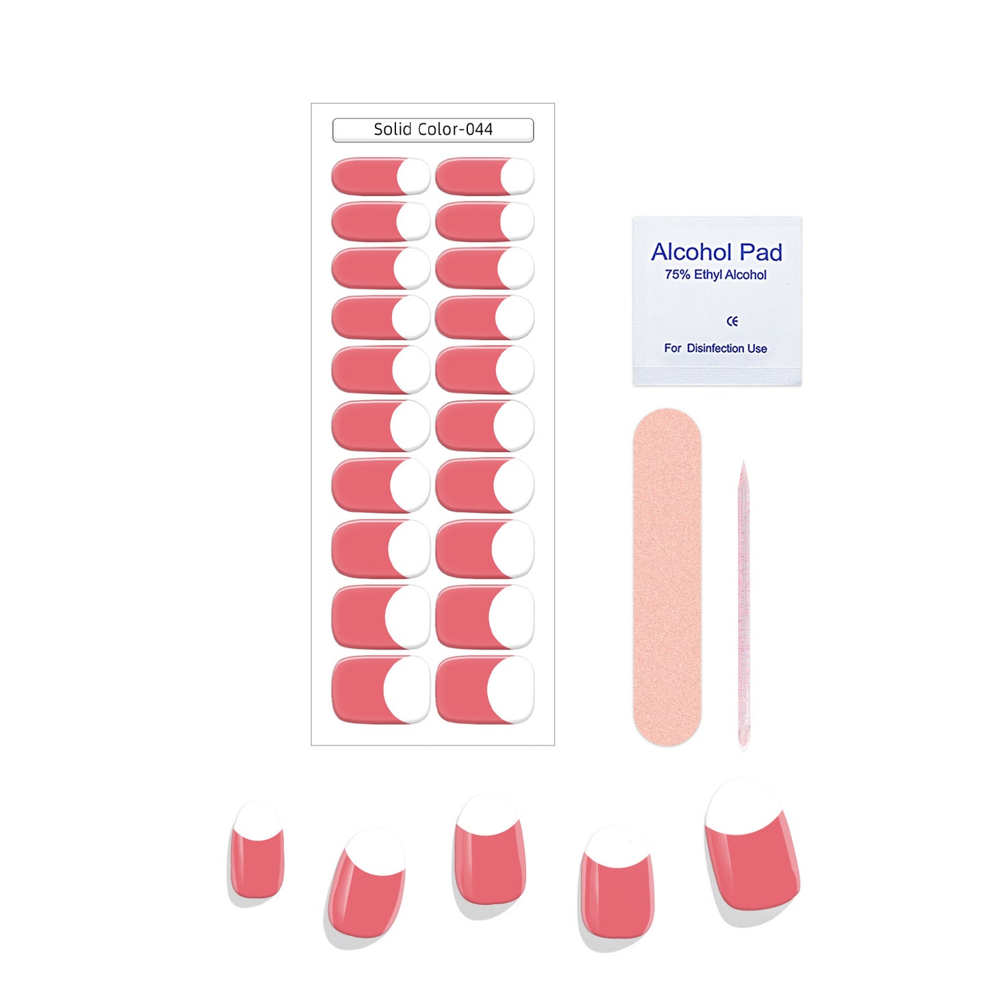 New French Solid Color Gel Waterproof Semi-baked Nail Stickers