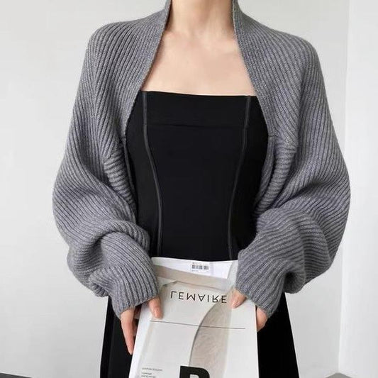 Knitted Cardigan Coat Female Batwing Sleeve Sweater Short Temperamental