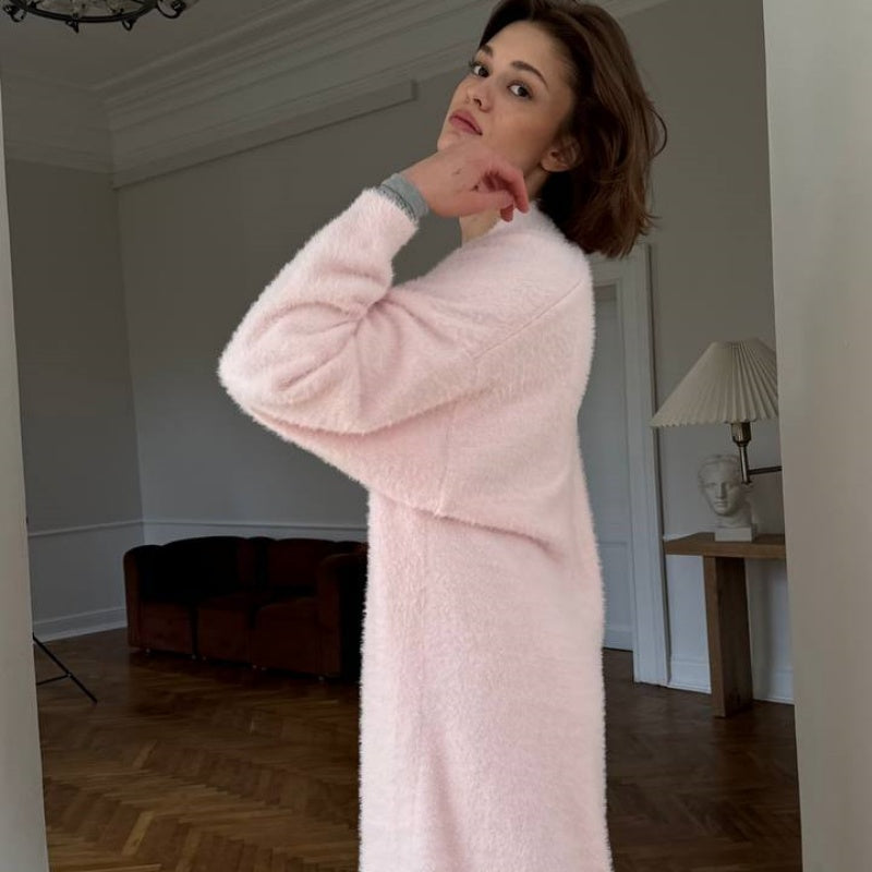 Idle Style Knitted Sweater With Belt