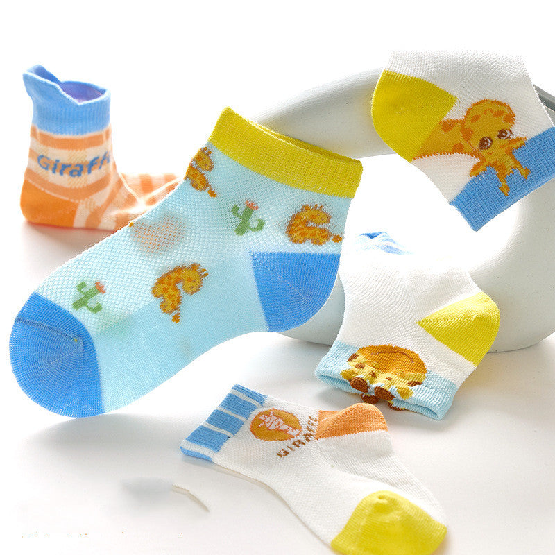 Children's Cotton Socks Mesh Cartoon Giraffe Light And Breathable