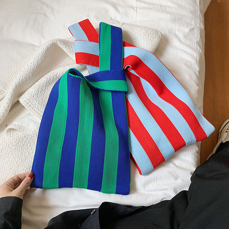 Japanese And Korean Knitted Woven Tote Bag Underarm