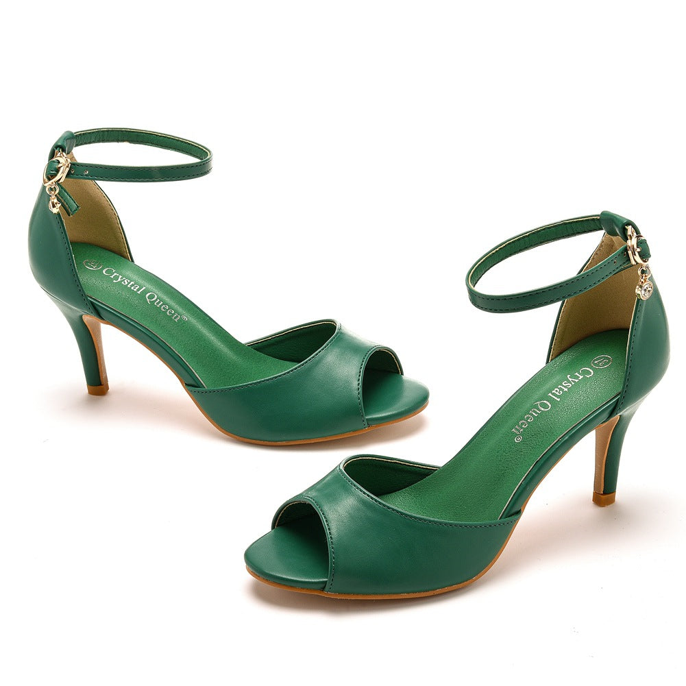 Stiletto High Heeled Fish Mouth Women'S Sandals With A Buckle Strap Casual Working Women'S Shoes