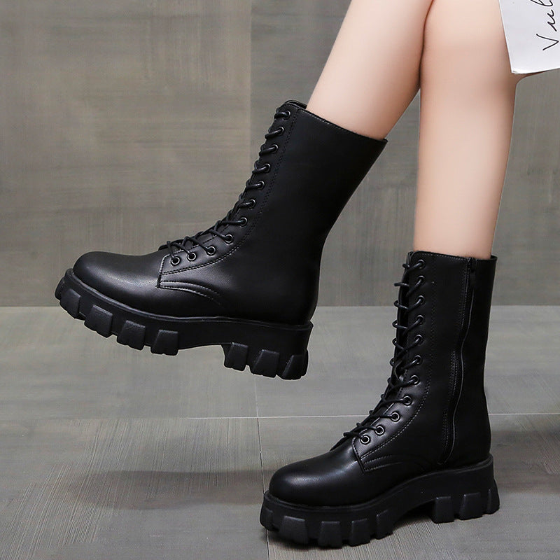Velvet Mid-tube Microfiber Round Head Artificial Wool Adult Women's Boots