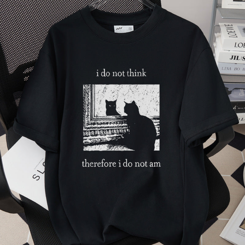 Stylish Cotton Short-Sleeve T-Shirt With A Cat Print