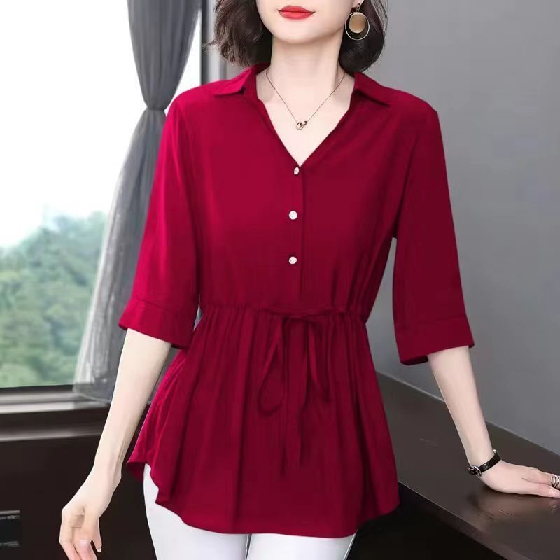 Middle-aged And Elderly Women's Chiffon Shirt