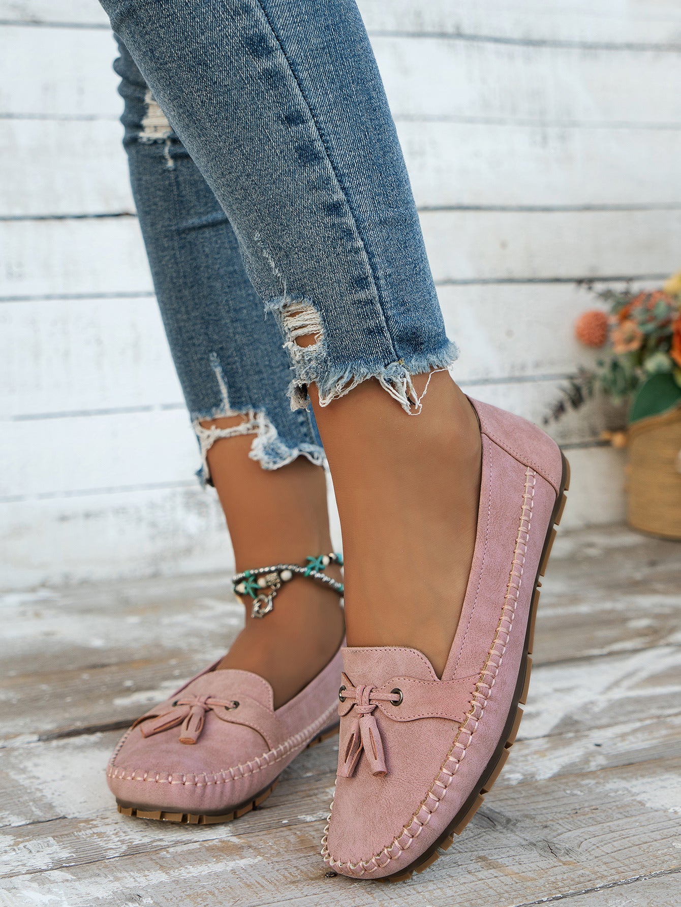 Women's Pure Color All-matching Bow Simple Flat Shoes