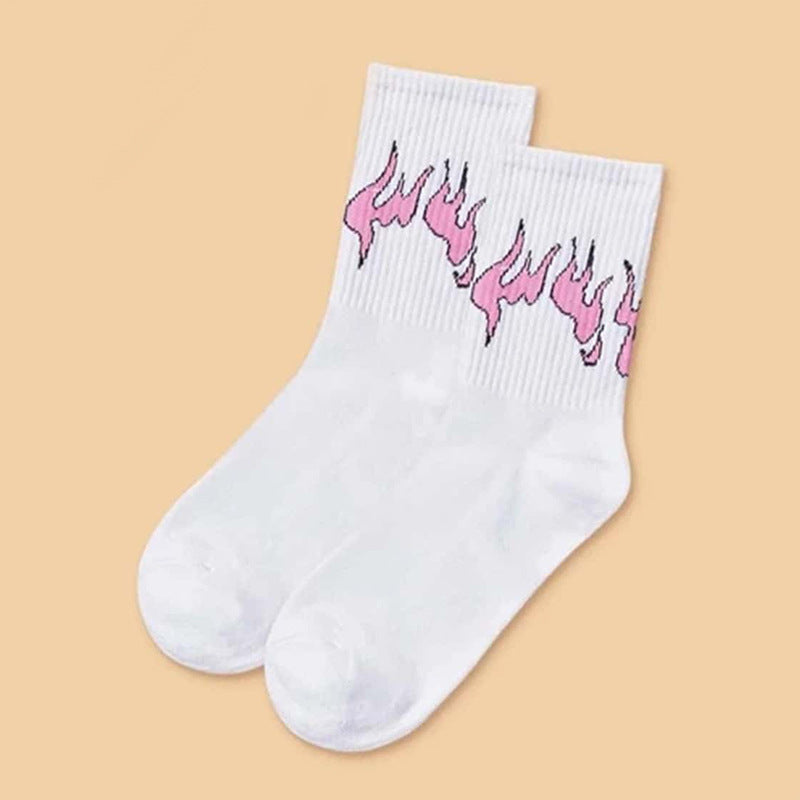 Fashion Purple Flame Cotton Mid-calf Length Socks