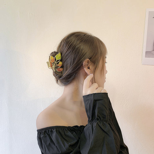 Women's Autumn Leaf Metal Grab Clip