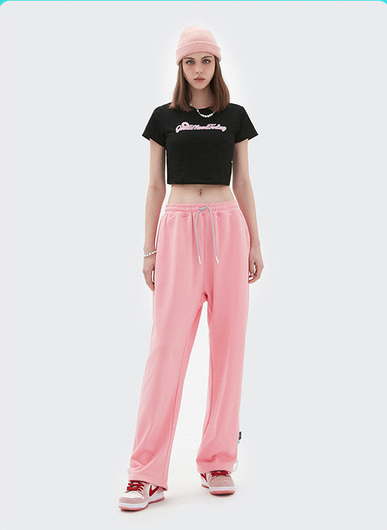 Solid Color Casual Loose Drawstring Sweatpants