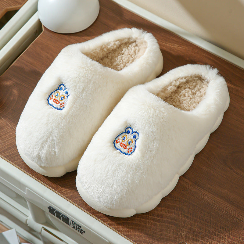 Men's And Women's Indoor Household Couple Fluffy Fluffy Soft Sole Cotton Slippers