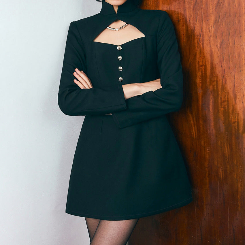Fashionable Figure-flattering Hollow-out Dress For Professional Women