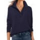Solid Color Top V-neck Long Sleeve Loose Fashion