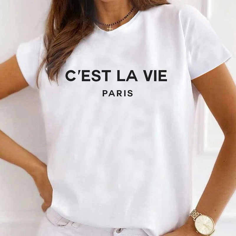 European And American Digital Printed Round Neck Sports T-shirt