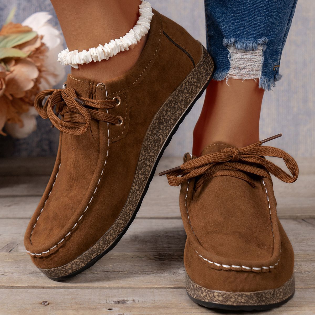 Plus Size Women's Shoes Flat Elastic Band Slip-on Casual Shoes