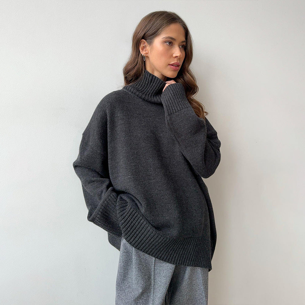 European And American Style Autumn And Winter Solid Color Turtleneck Sweater Loose