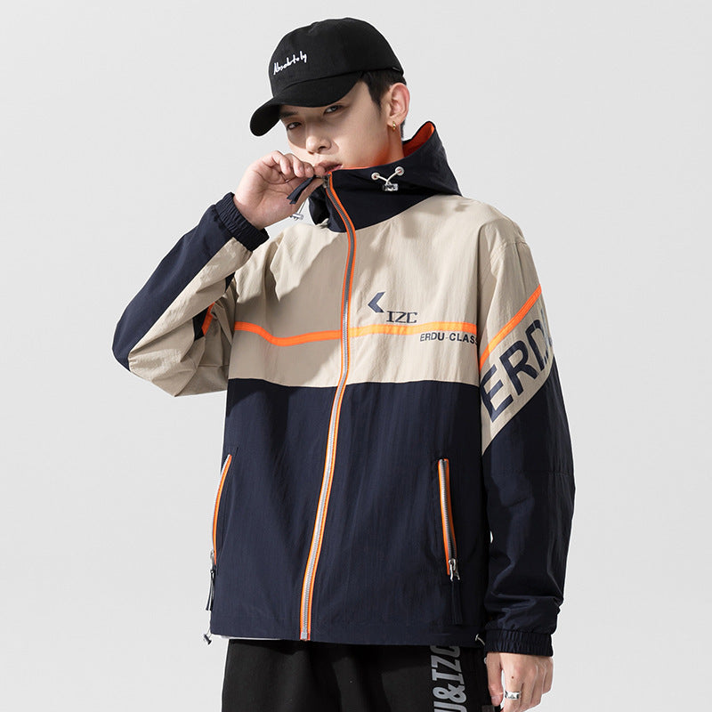 Urban Men's Casual Sports Suit Trendy Color Matching Suit