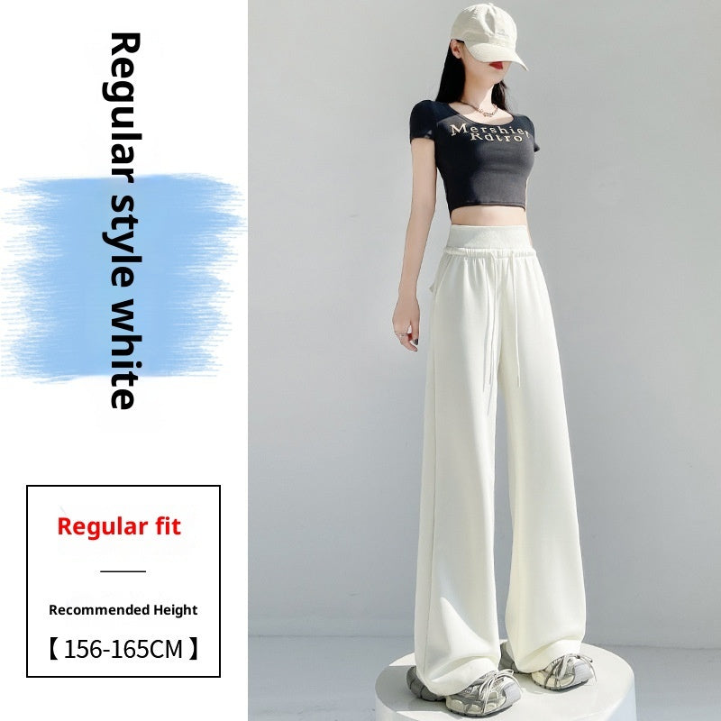 High Waist Simple Versatile Slimming Drooping Straight Casual Style Trousers