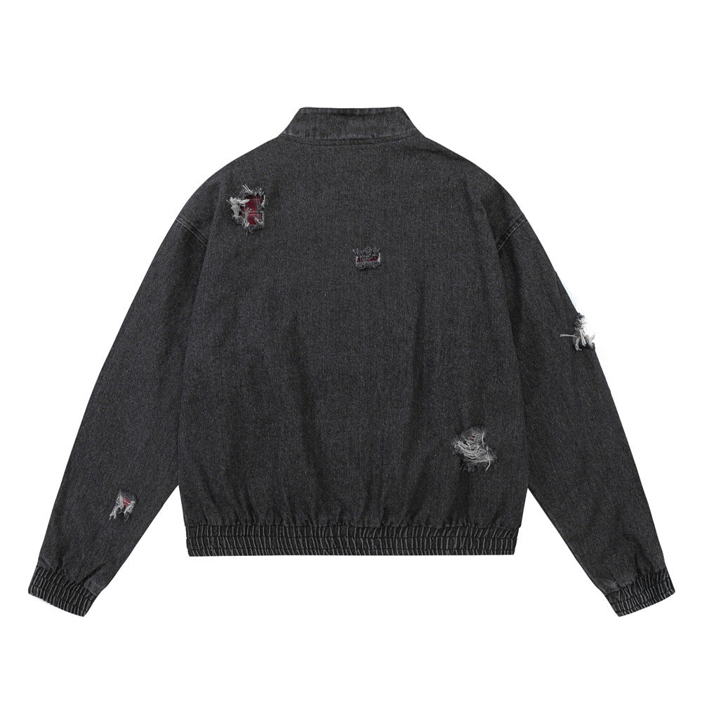 Vintage Autumn And Winter Loose Washed Old Denim Jacket