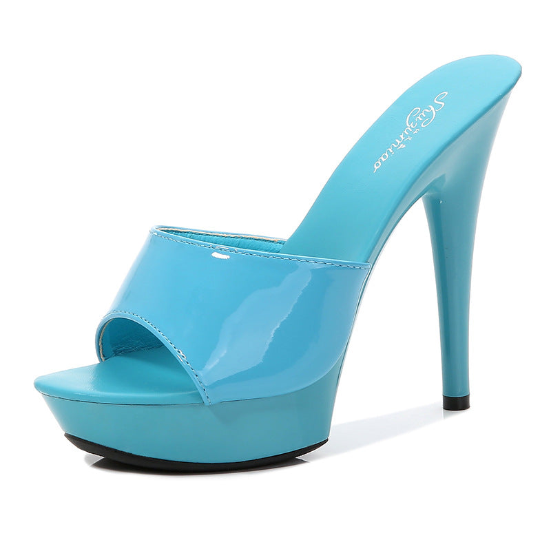 Women's Fashion One Word Strap Stiletto Slippers