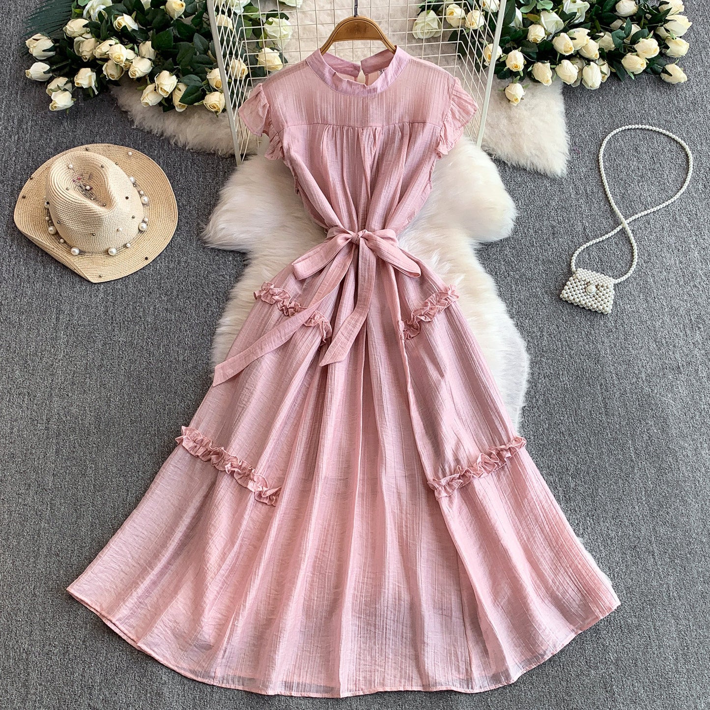 Sweet Flutter Sleeve Dress For Women