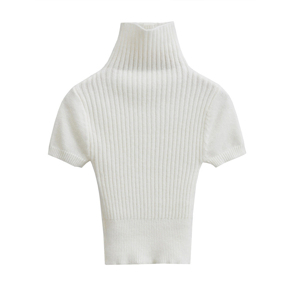 Stilfuld højhalset kortærmet striktop – slim-fit baselayer