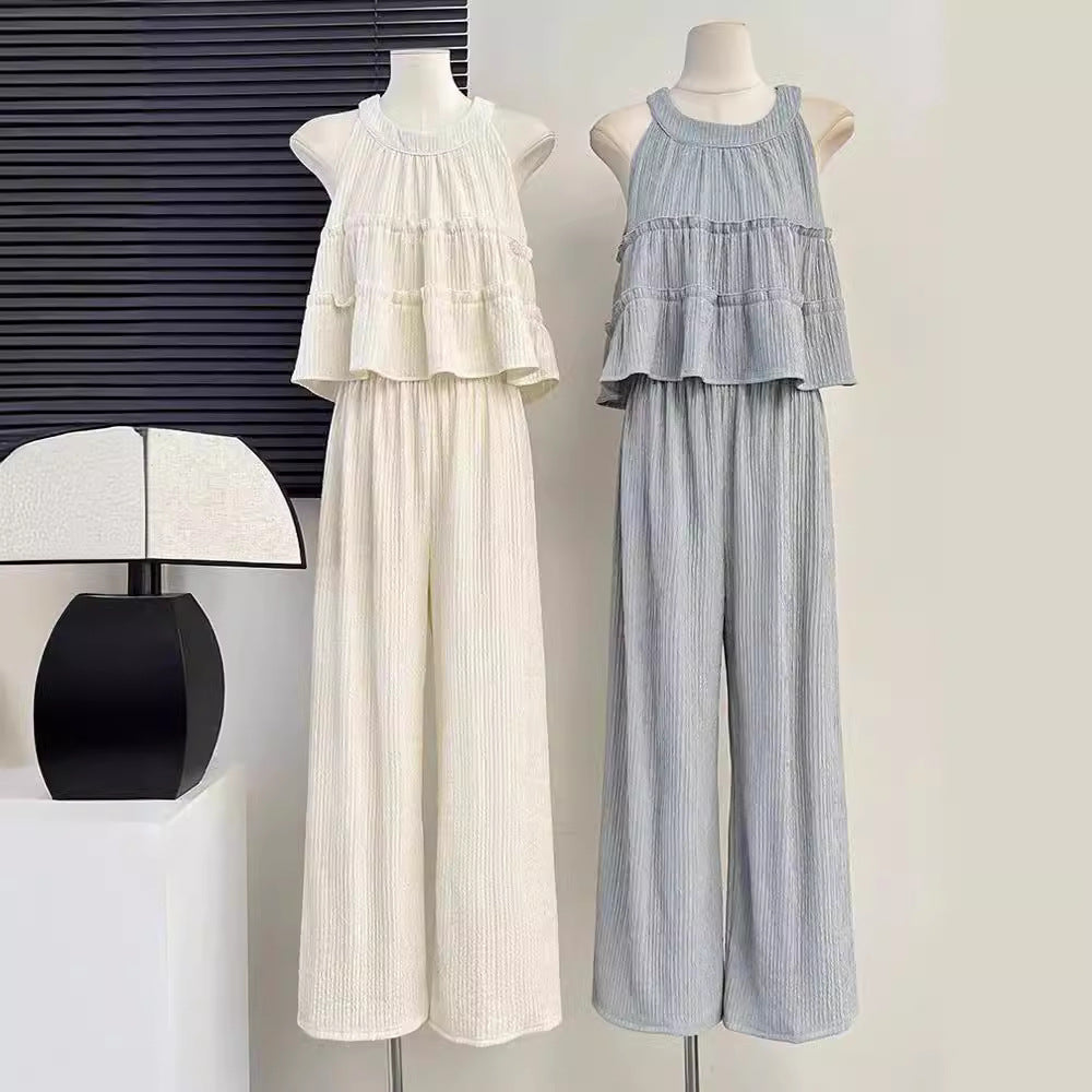 Women's Loose-Fit Casual Straight-Leg Pants Two-Piece Set