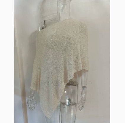 Irregular Cape And Shawl Sun Protection Shirt Women's Season Knitwear Top